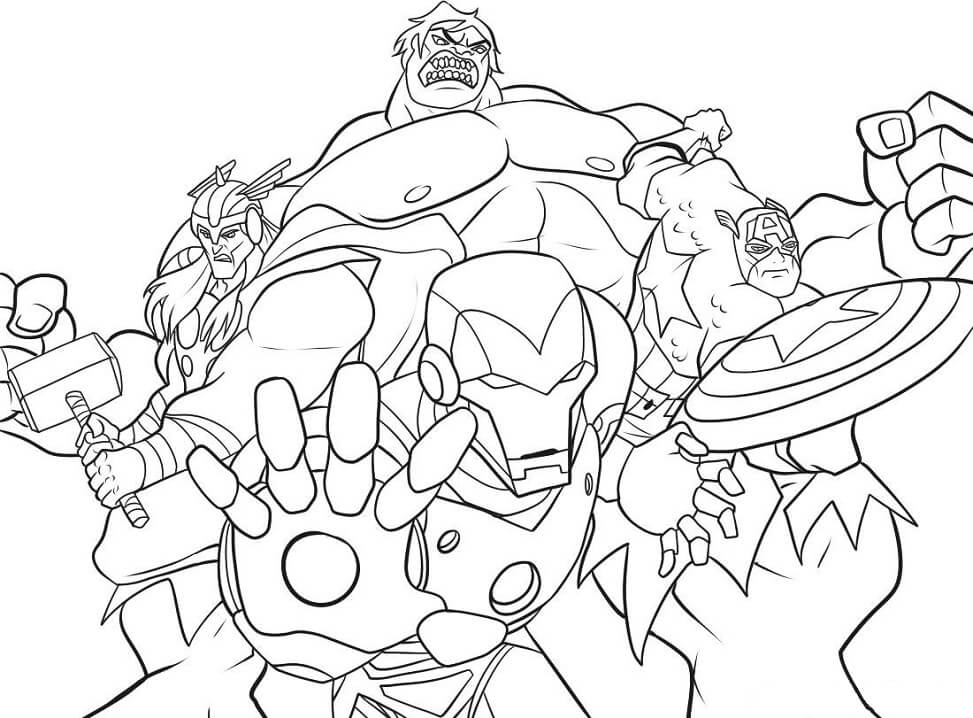Desenho de Vingadores para Colorir com Tinta Guache Pdf