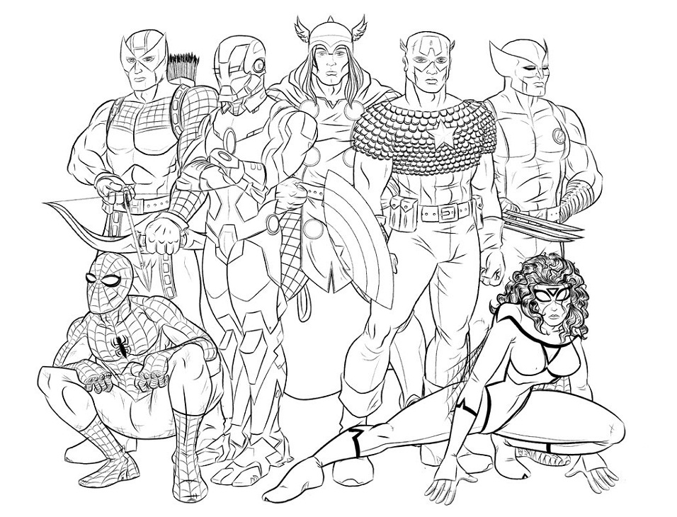Desenho de Vingadores para Colorir com Tinta Guache
