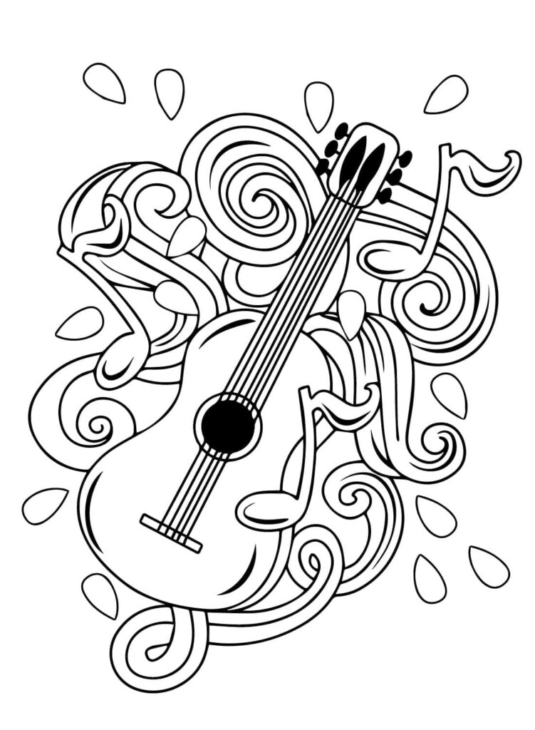 Desenho de Bela Guitarra para Colorir