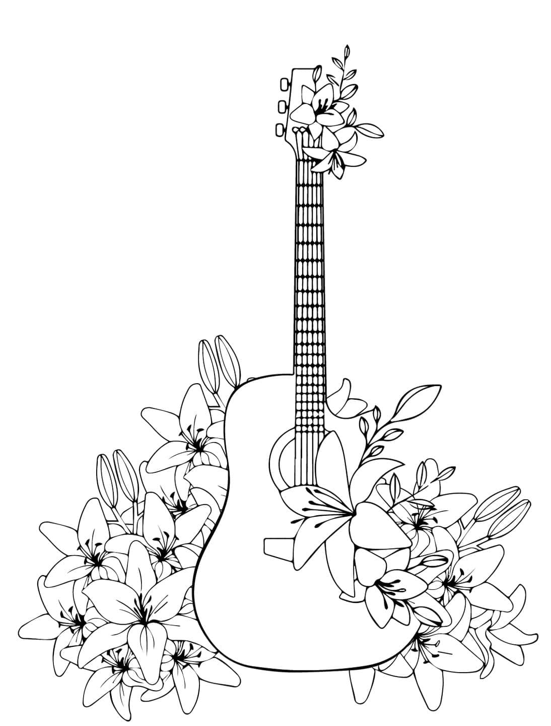 Desenho de Guitarra Incrível para Colorir