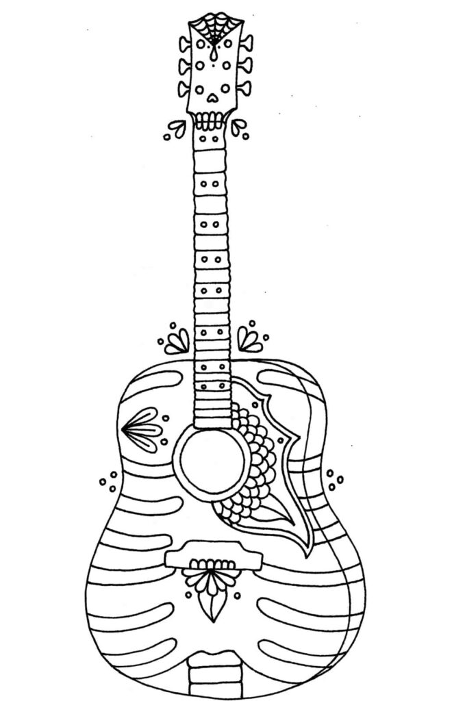Desenho de uma Bela Guitarra para Colorir
