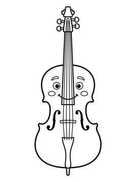 Desenho de Violoncelo Sorridente para Colorir