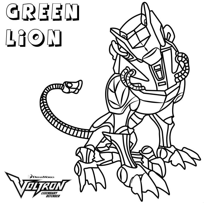 Desenho de Leão Verde Voltron Defensor Lendário para Colorir