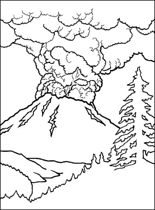 Desenho de Vulcão Download para Colorir