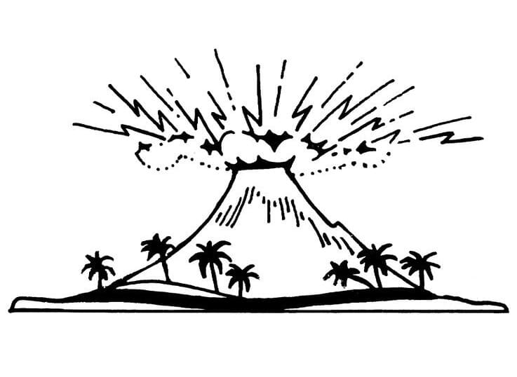 Desenho de Vulcão Download Pdf para Colorir