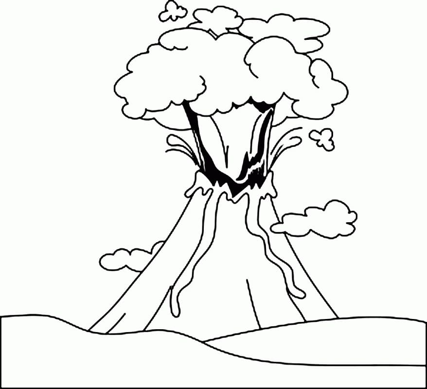 Desenho de Vulcão Imprimivel para Imprimir e Colorir