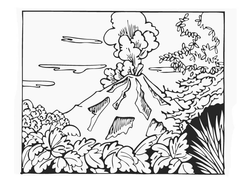 Desenho de Vulcão Imprimivel Pdf para Colorir