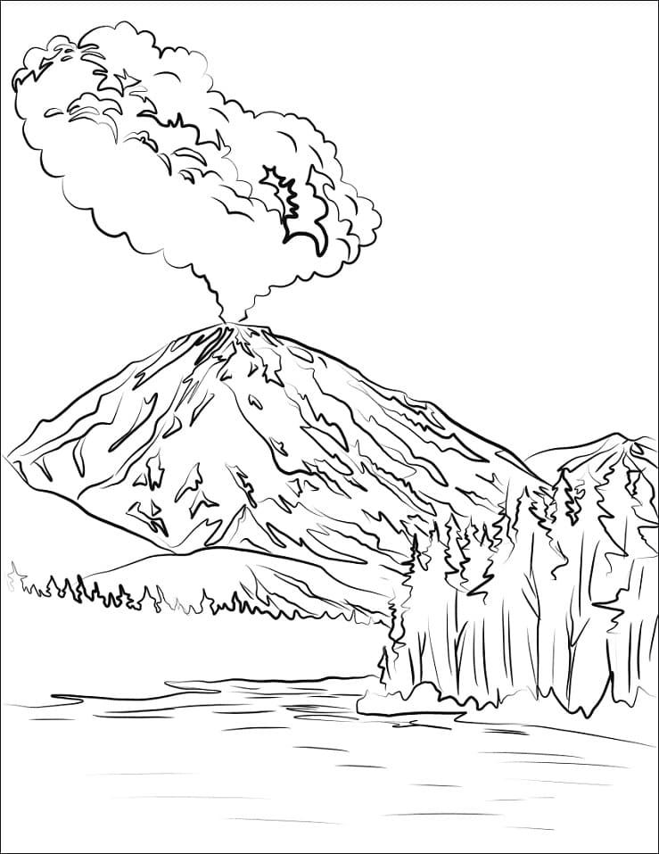 Desenho de Vulcão para Colorir Imprimivel