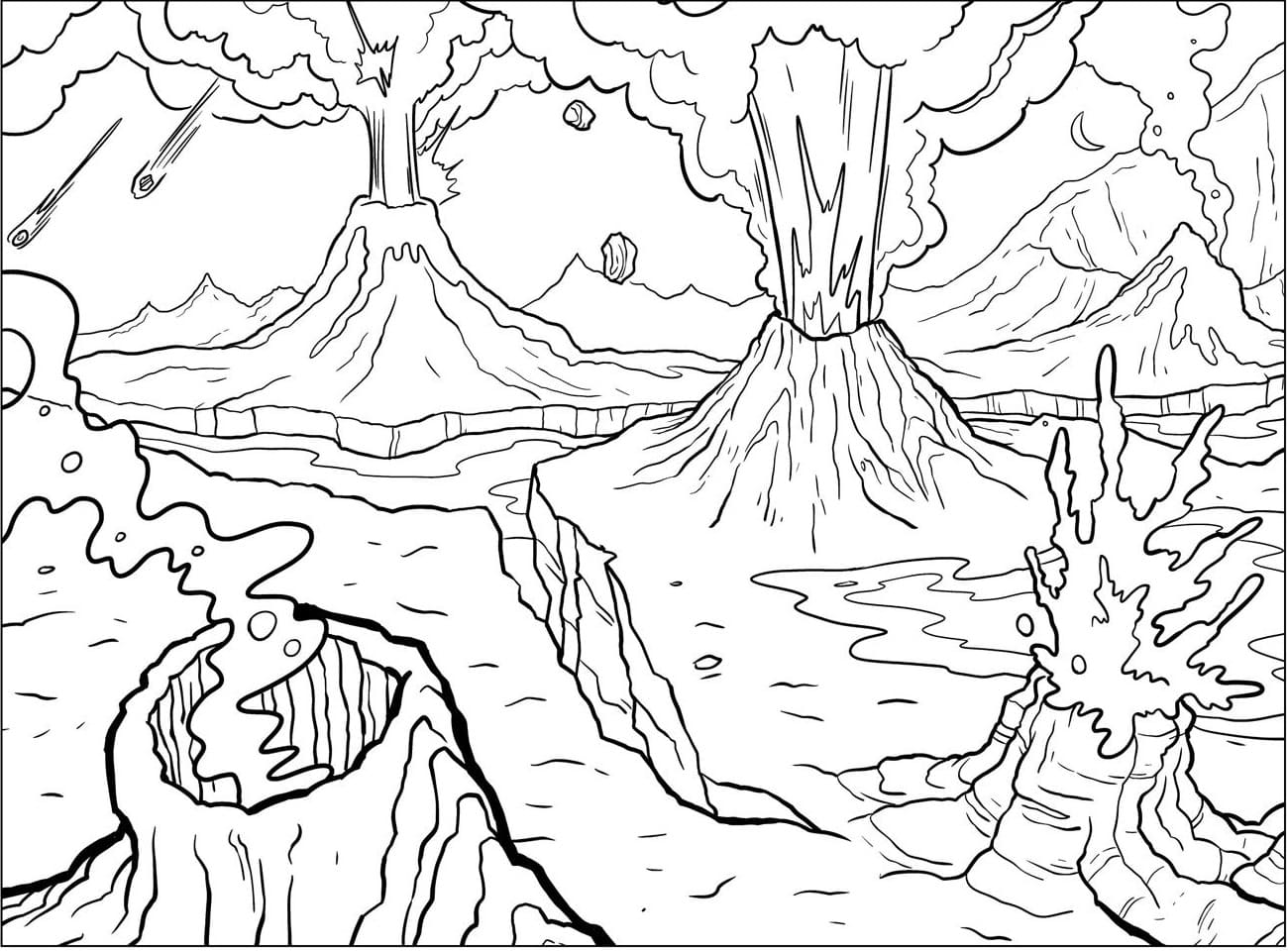 Desenho de Vulcão para Imprimir Download