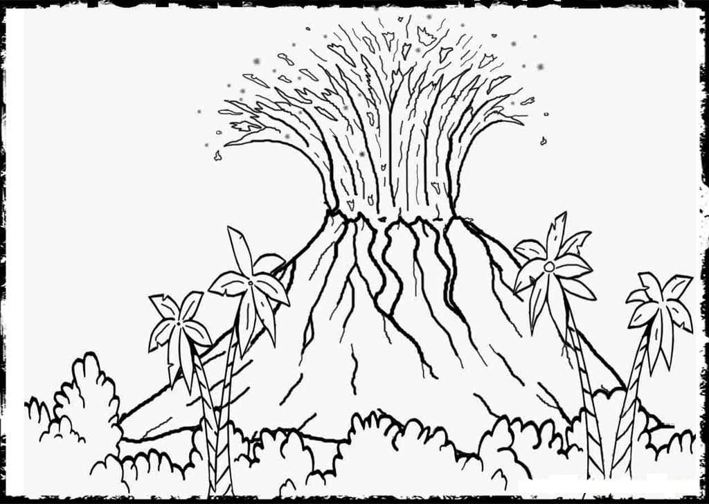 Desenho de Vulcão para Pintar Download
