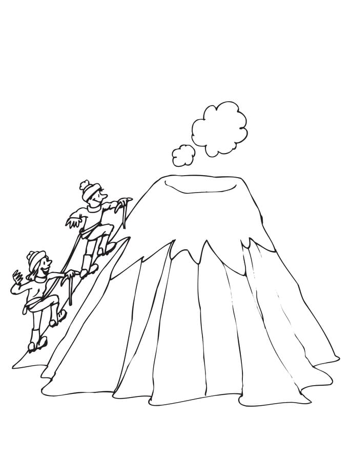 Desenho Subindo Vulcão para Colorir