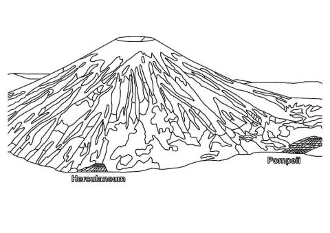 Desenho vulcão de Pompeia para Colorir
