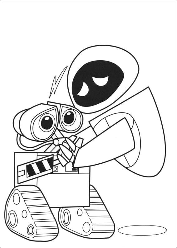 Desenho Eva com Wall e para Colorir
