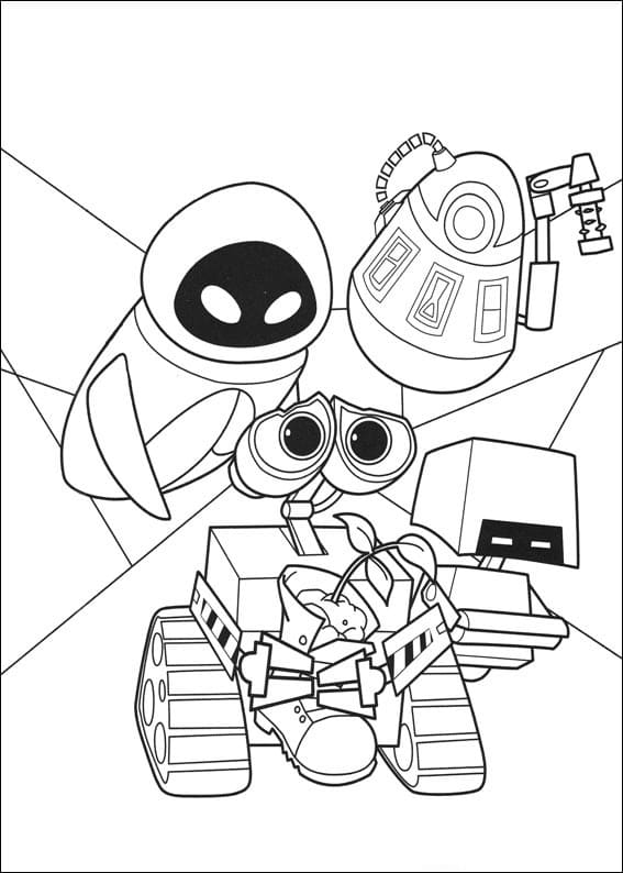 Desenho Wall e e Amigos para Colorir