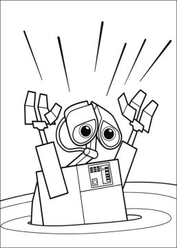 Desenho Wall e Feliz para Colorir