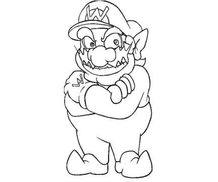 Desenho de Wario Sorridente para Colorir