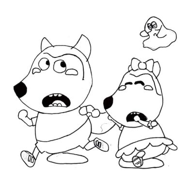 Desenho de Wolfoo e Lucy para Colorir
