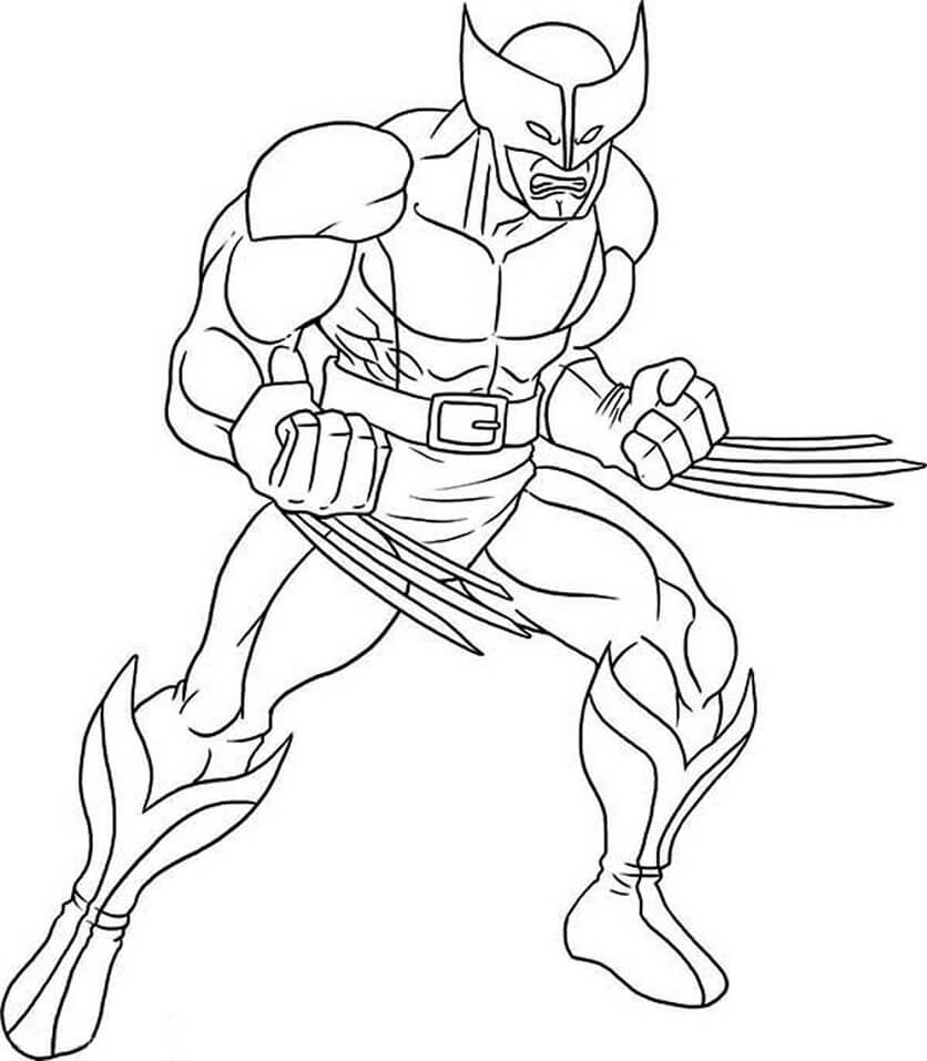 Desenho de Wolverine com Garras para Colorir Imprimir