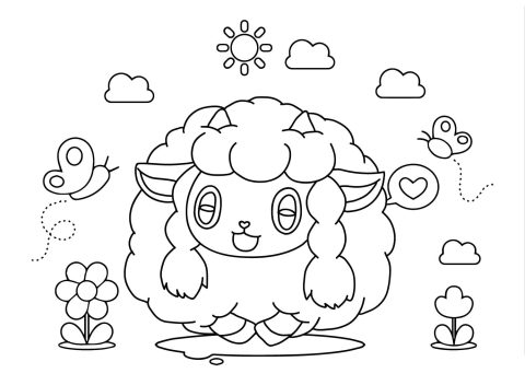 Desenho de Pokemon Wooloo Muito Fofo para Colorir