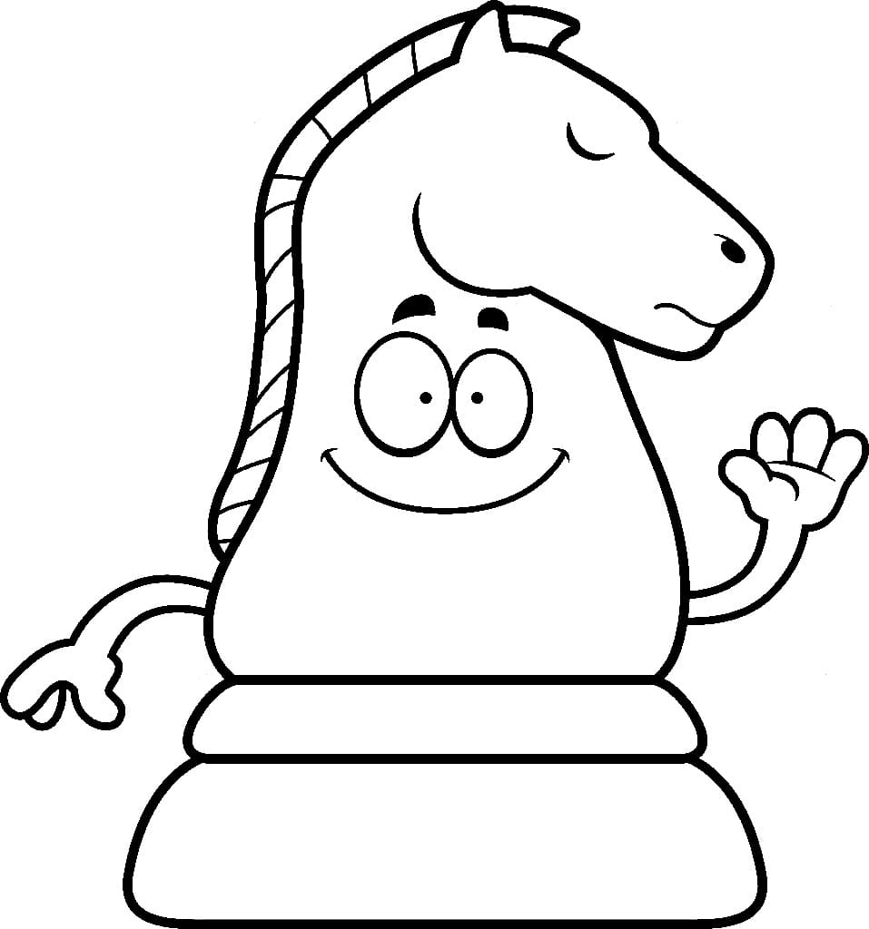 Desenho de Cavaleiro de Xadrez Fofo para Colorir