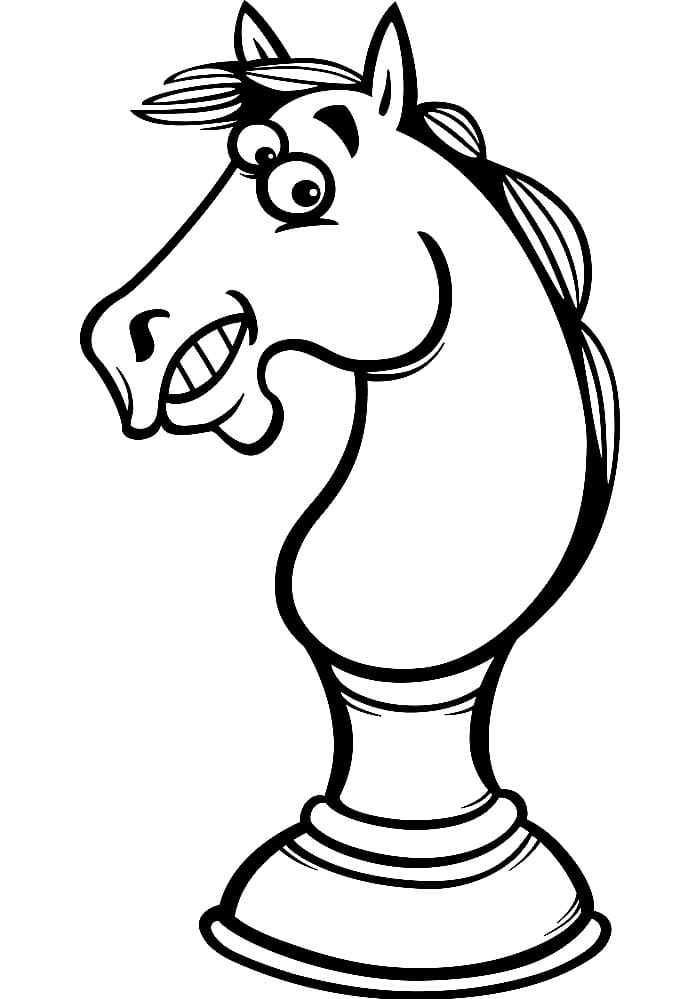 Desenho de Cavalo de Xadrez Engraçado para Colorir