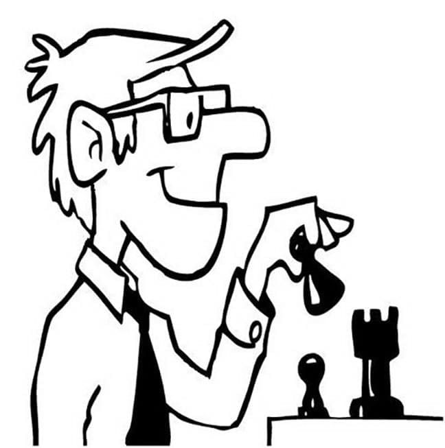 Desenho de Homem Jogá Xadrez para Colorir