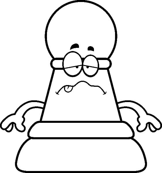 Desenho de Peão de Xadrez Engraçado para Colorir