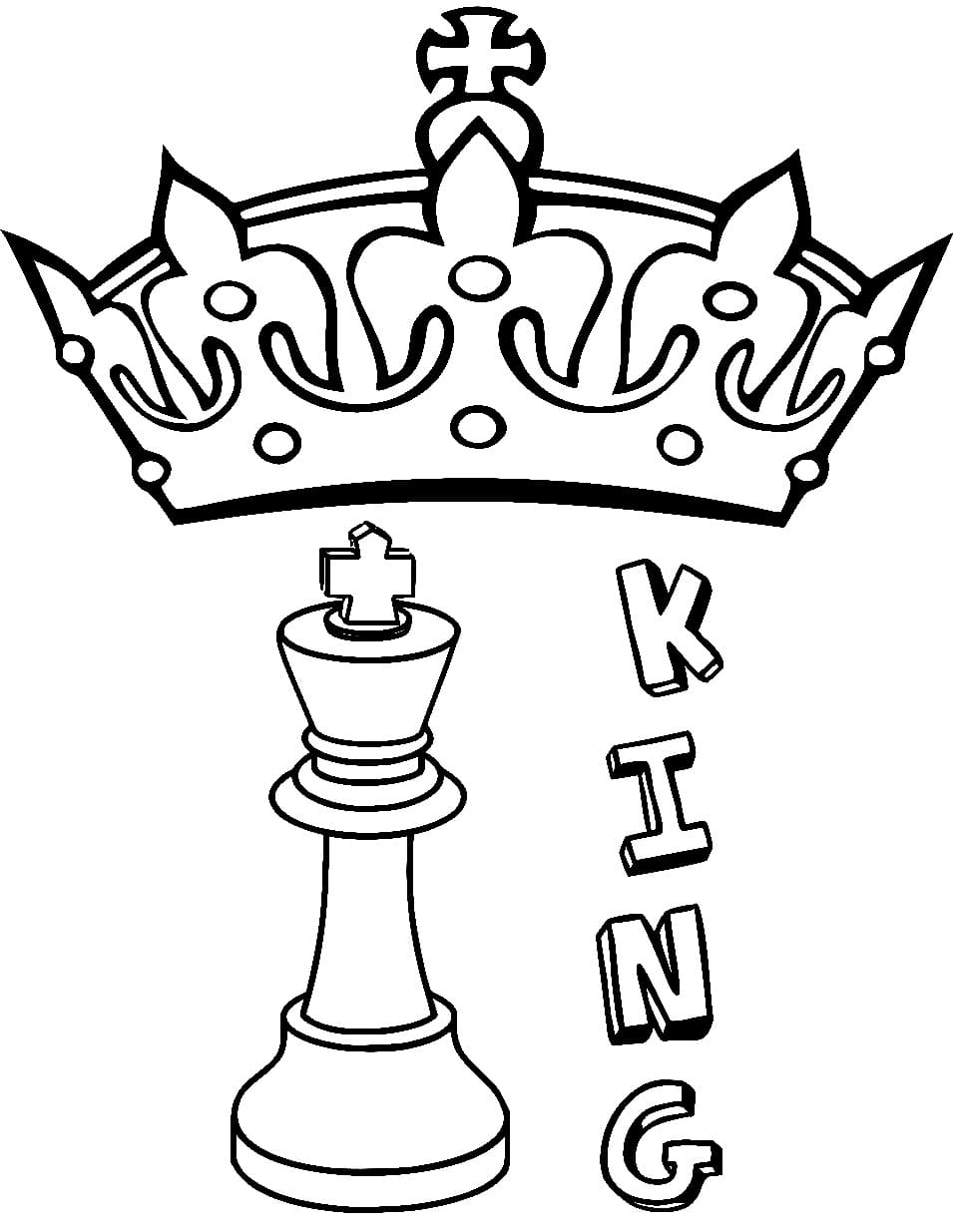 Desenho de Peça de Xadrez Rei para Colorir
