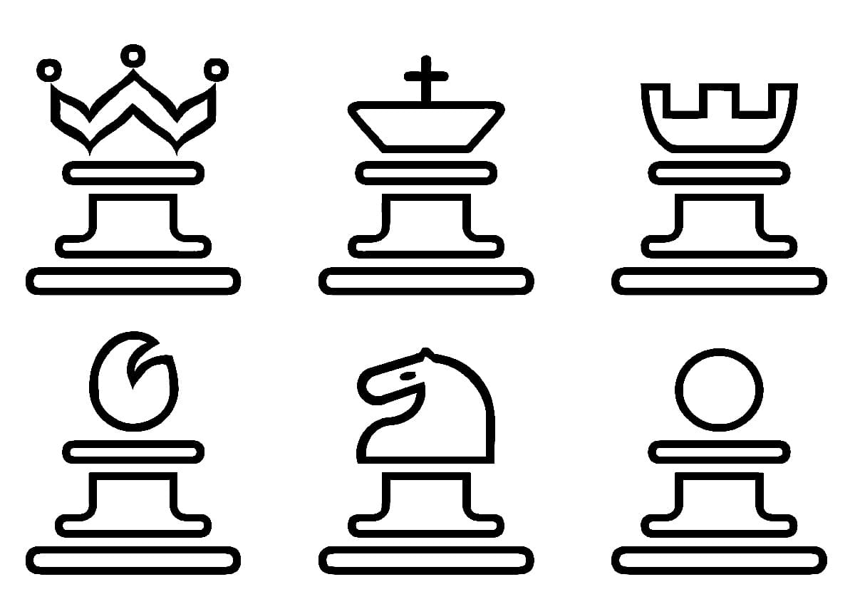 Desenho de Peças de Xadrez Fáceis para Colorir