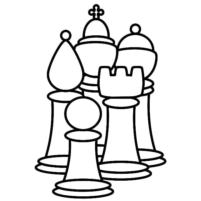 Desenho de Peças de Xadrez Simples para Colorir