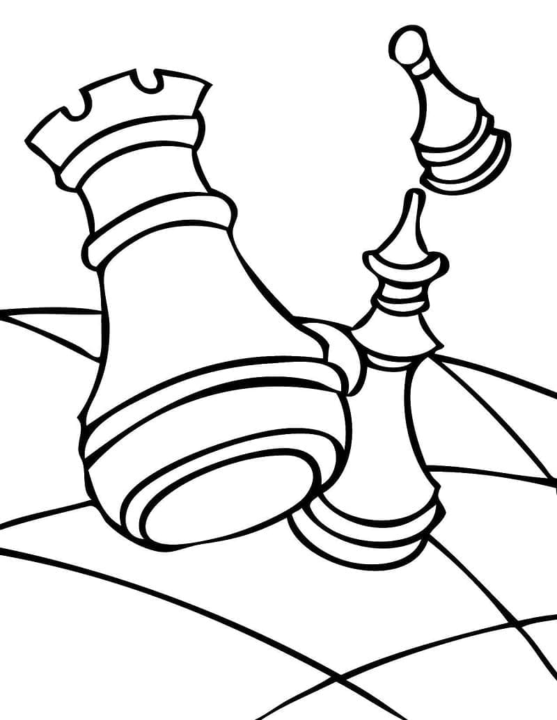 Desenho de Peças de Xadrez para Colorir