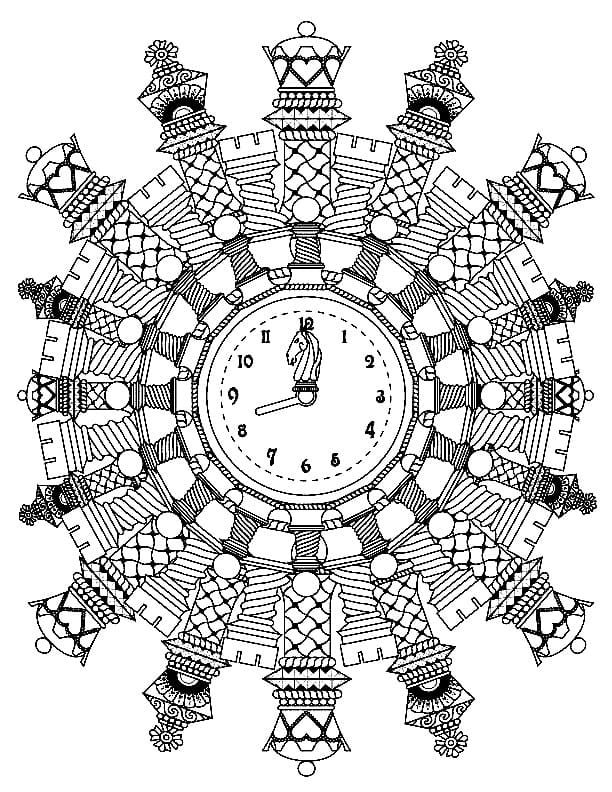 Desenho de Relógio de Xadrez para Colorir