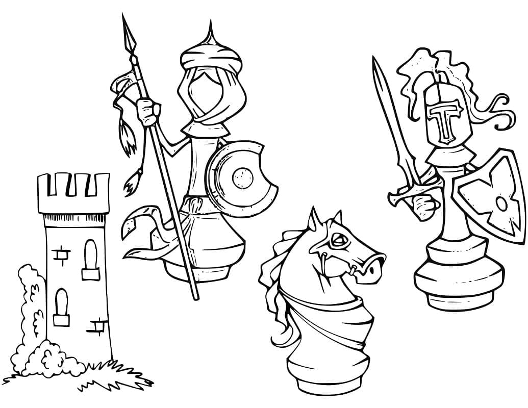 Desenho de Xadrez Grátis para Crianças para Colorir