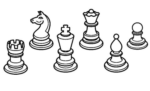 Desenho de Xadrez Imprimível para Colorir