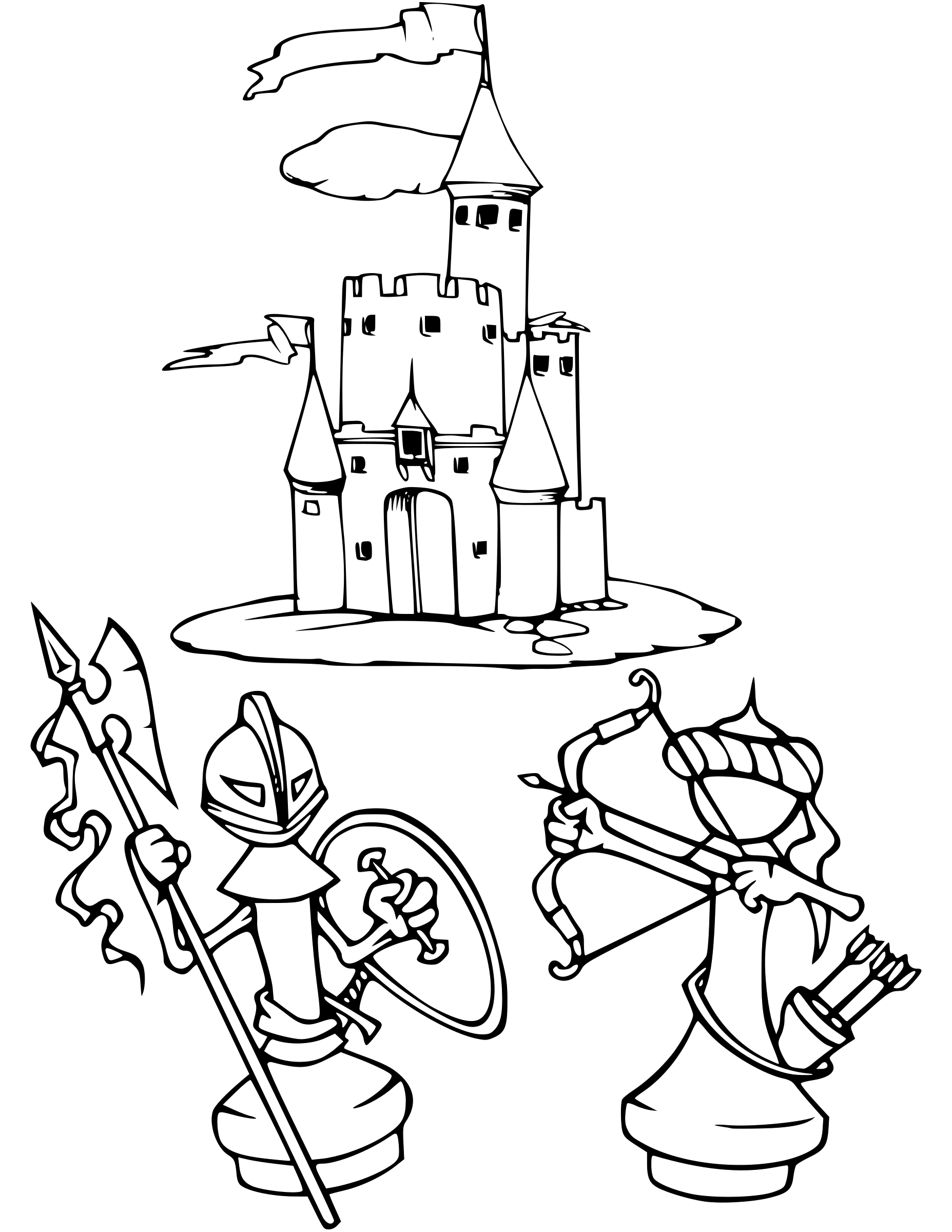 Desenho de Batalhá de Xadrez para Colorir em Pdf