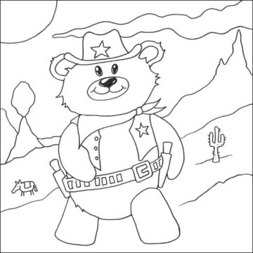 Desenho de Urso Xerife para Colorir
