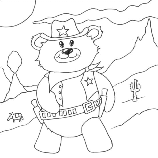 Desenho de Urso Xerife para Colorir