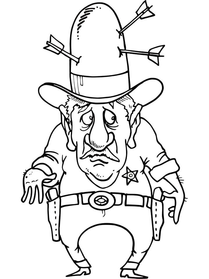Desenho de Xerife Assustado para Colorir