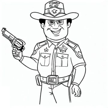 Desenho de Xerife com Uma Pistola para Colorir
