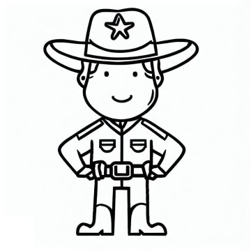 Desenho de Xerife Sorridente para Colorir