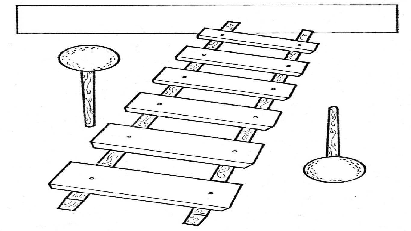 Desenho de Xilofone Crianças para Colorir com Lápis de Cor