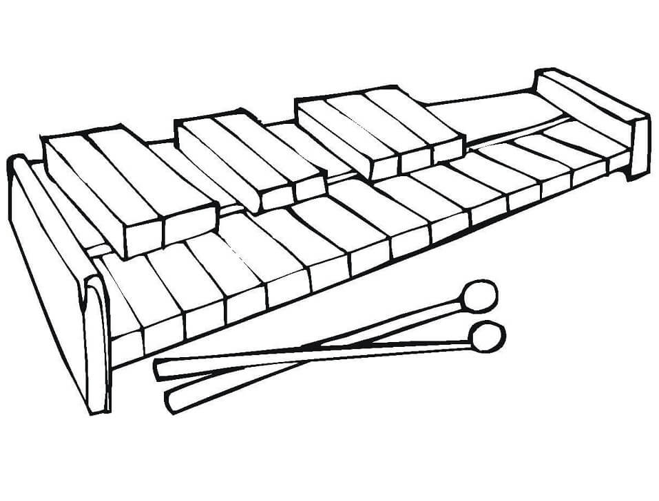 Desenho de Xilofone de Madeira para Colorir Pdf