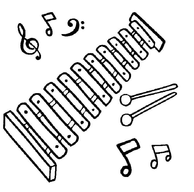 Desenho de Xilofone em Sala de Música para Colorir Imprimir