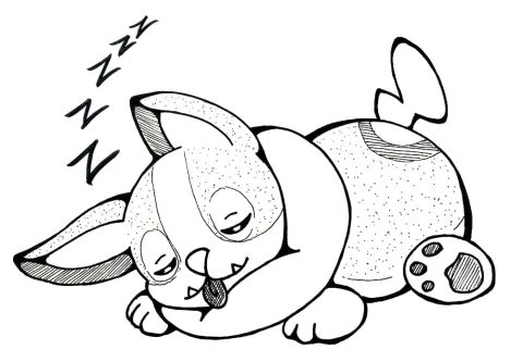 Desenho de Pokemon Yamper Dormindo para Colorir
