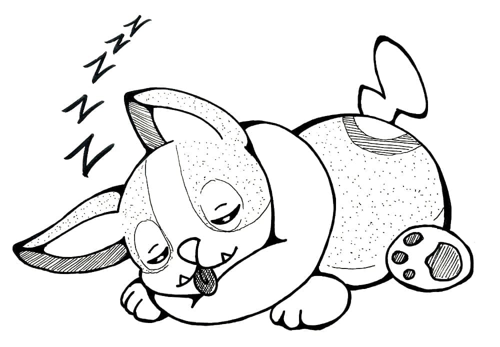 Desenho de Pokemon Yamper Dormindo para Colorir