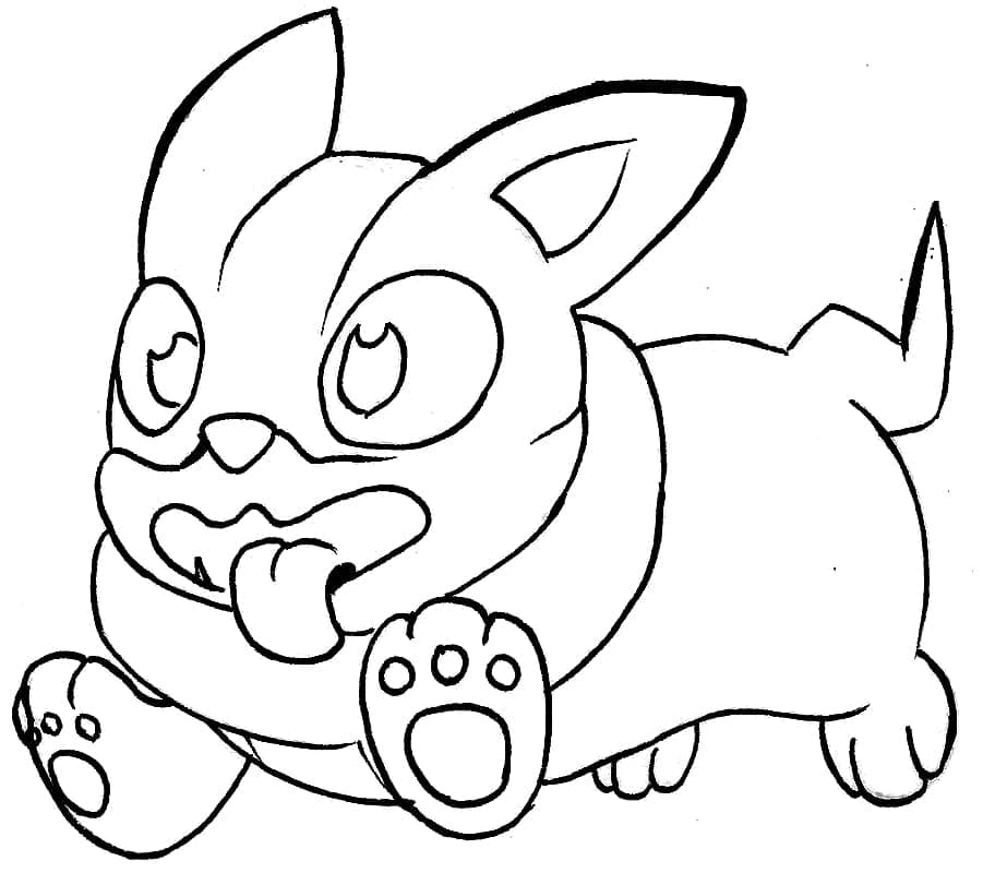 Desenho de Pokemon Yamper Engraçado para Colorir