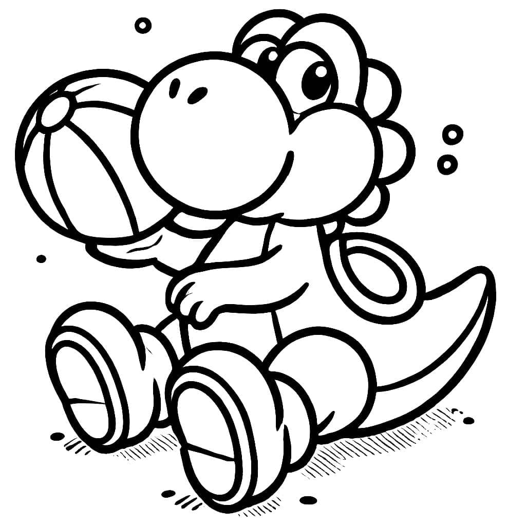 Desenho de Yoshi com Bola para Colorir