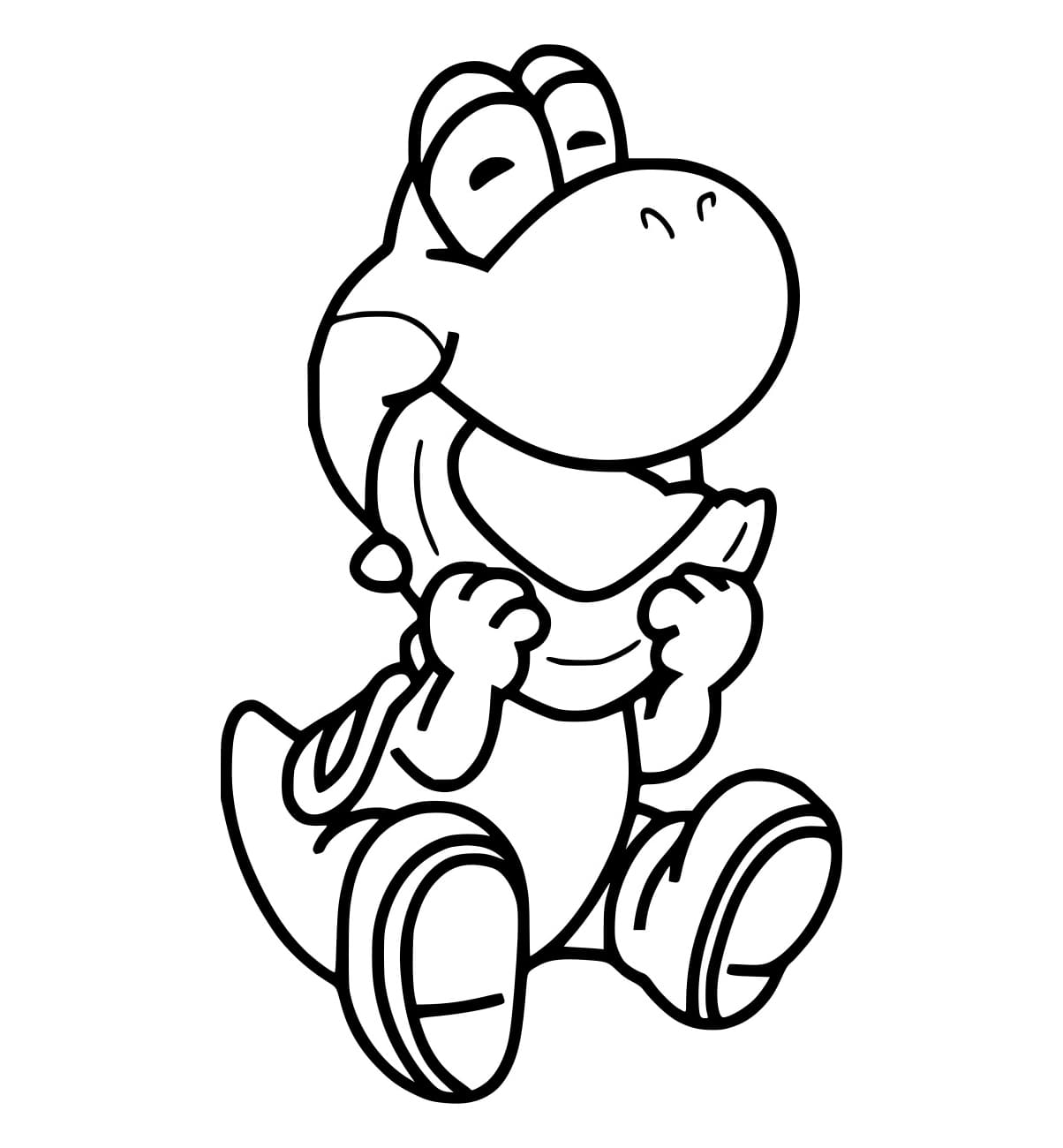 Desenho de Yoshi Comendo Melancia para Colorir