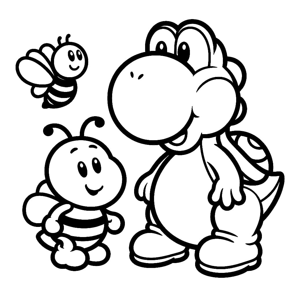 Desenho de Yoshi e Abelha para Colorir