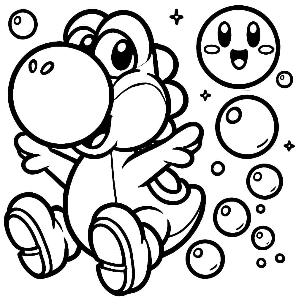 Desenho de Yoshi Muito Feliz para Colorir